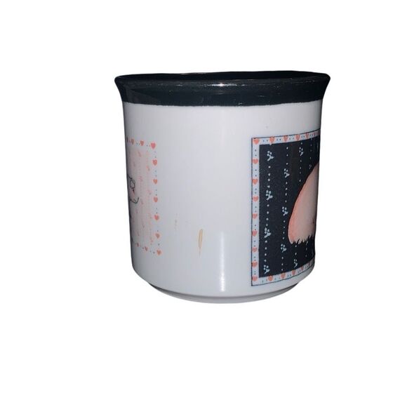 Vintage Otagiri Japan Raised Embossed Pink Pig Heartprint Stoneware Mug Cup - Picture 9 of 12